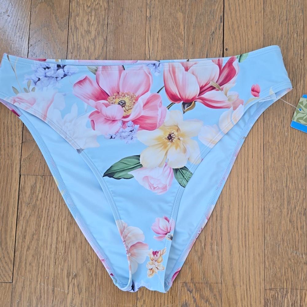 CUPSHE BRAND WOMEN'S BLUE FLORAL SWIM BOTTOMS SIZE XL